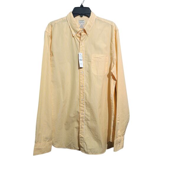 J. Crew Yellow Stripe 2-Ply Classic Button Shirt Size Large Tall NWT - Picture 2 of 6